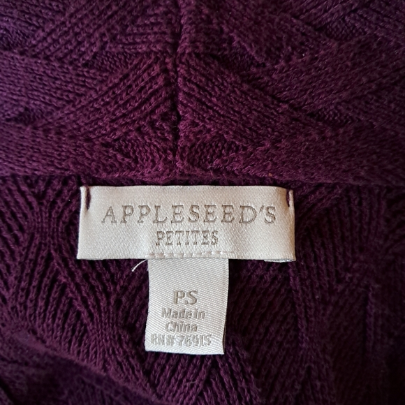 Appleseeds Petites Burgundy Basket Weave Cotton Cardigan Size SP - Picture 7 of 8